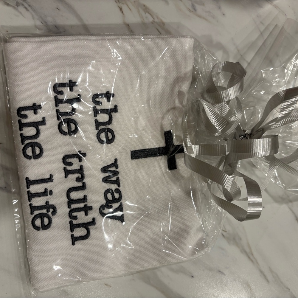 White Pouch with Inspirational Text